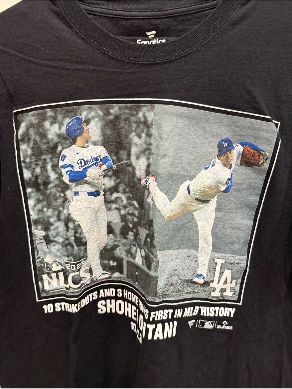 Fanatics Black T-Shirt with Photo Print Los Angeles Dodgers Shohei Ohtani - Picture 2 of 6